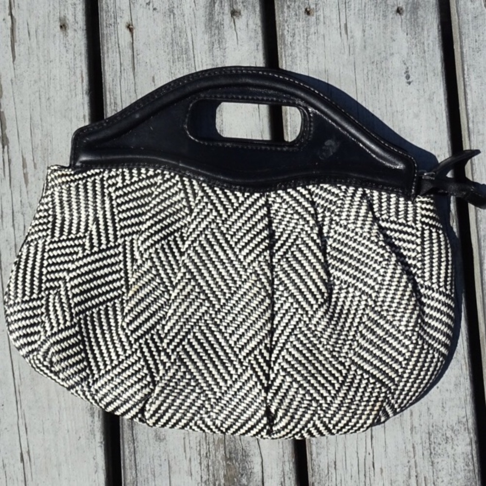 The Limited black and white clutch
